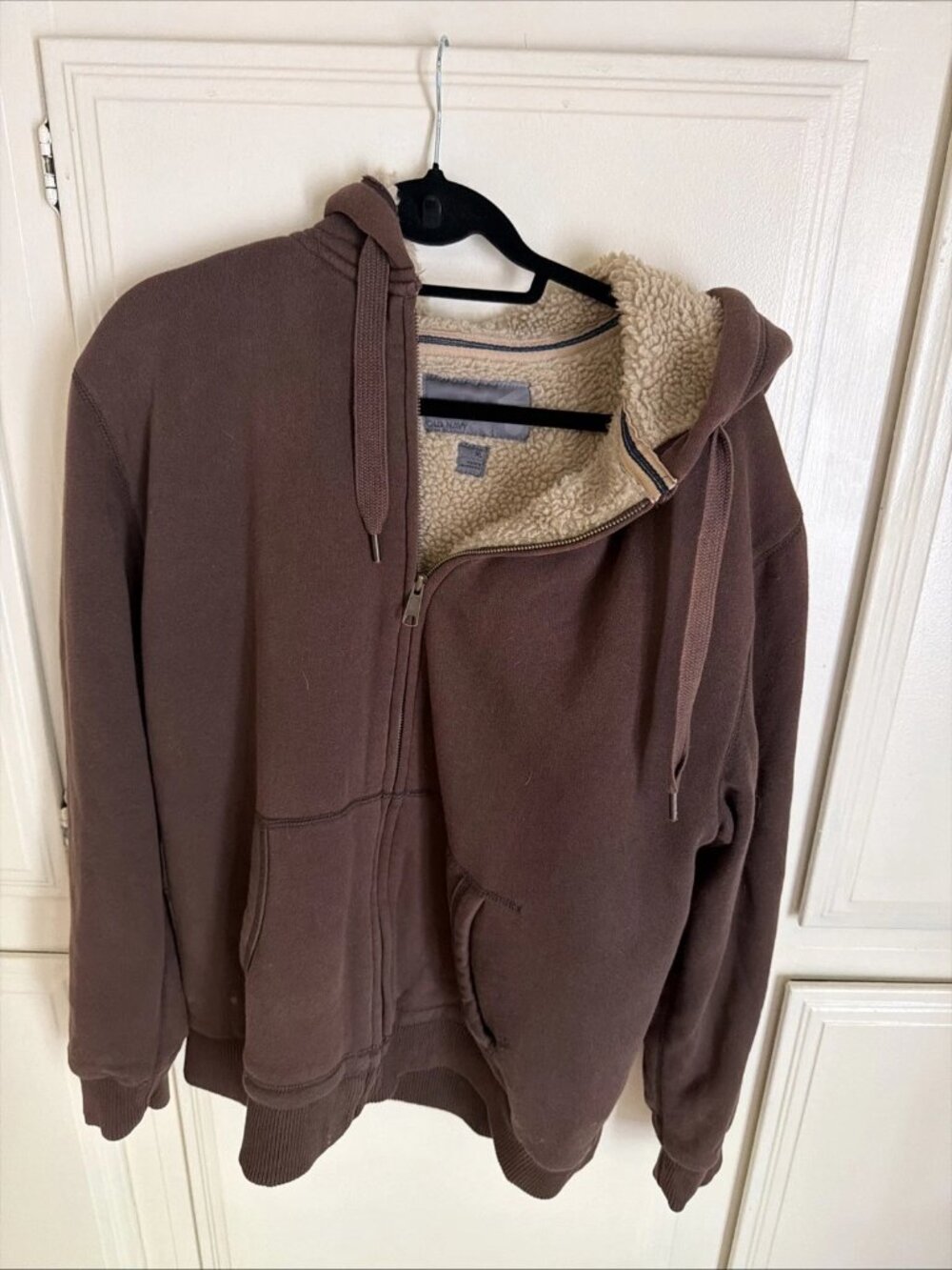 VTG Old Navy Sherpa Lined Full Zip Hoodie Y2K Heavyweight Brown Men’s XL
